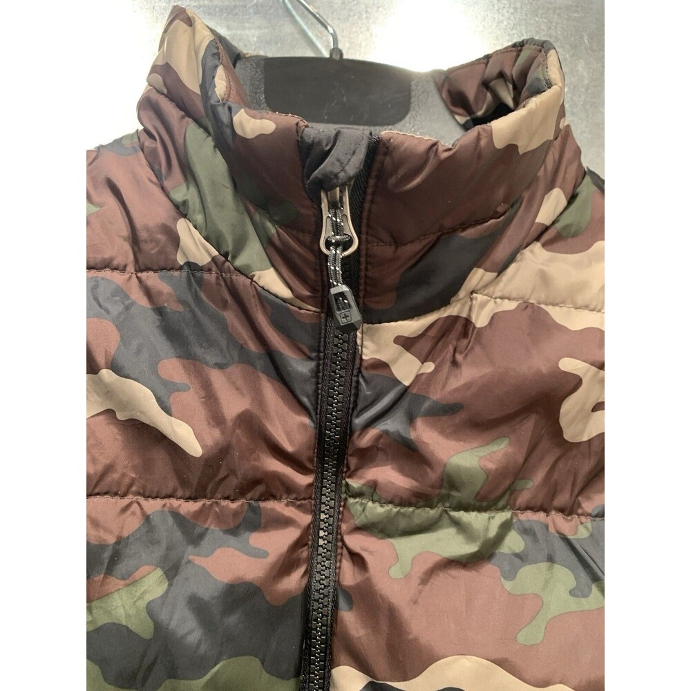 Camo Vest Swiss Tech Green Puffer Jacket S/CH 34/36 Full Zip w/Snap Pockets